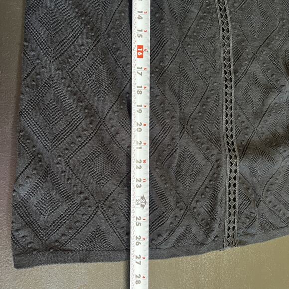 Chico's Cardigan Women's XL Black Open Crochet Lace Lightweight Sheer - Picture 10 of 11